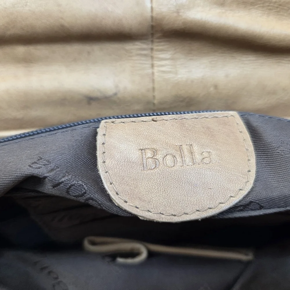Bolla Genuine Leather Satchel Crossbody Tan Distressed VTG Style Brass Hardware